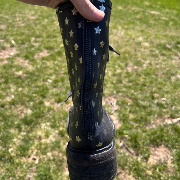 Rare - Free People Santa Fe Lace-Up Boot in Leather Washed Black Star - Picture 7 of 10